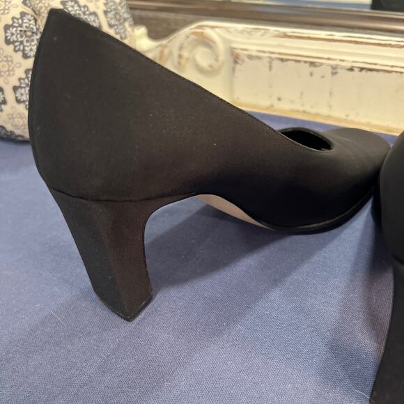 SESTO MEUCCI Black Fabric Square Toe Block Heel 3" Made in Italy size 7.5 - Picture 5 of 7